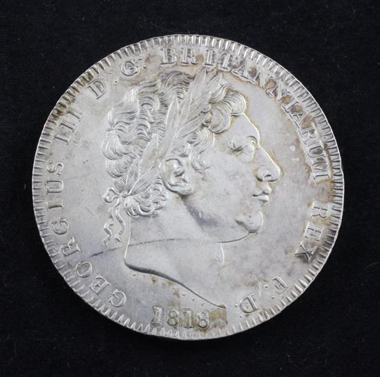 A George III silver crown 1818 LIX,